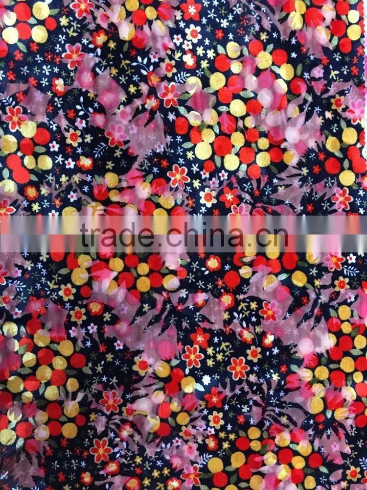 Polyester Spandex Fabric Burnout Printed Korean Velvet 2017