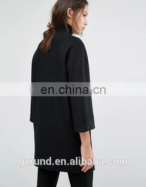 Autumn Winter Hot Sale Black Cool Fashion Women Coat, French Connection Harbour Cocoon Coat