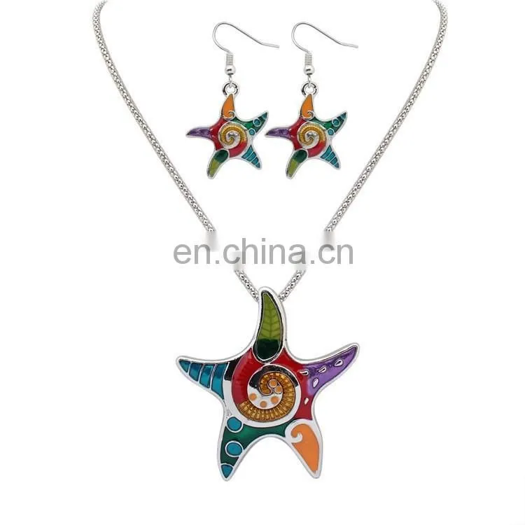 2017new oil drip jewelry star shape necklace and earring setting