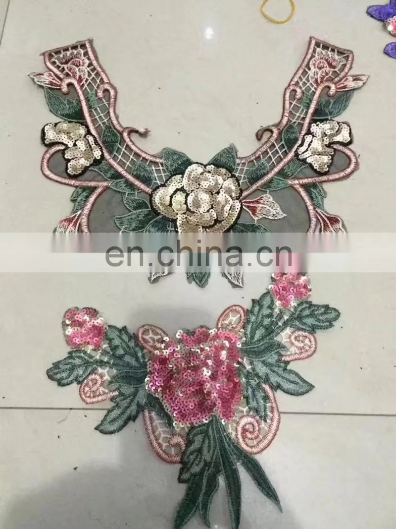 wholesale new deisgn popular flower embroidery sequin collar