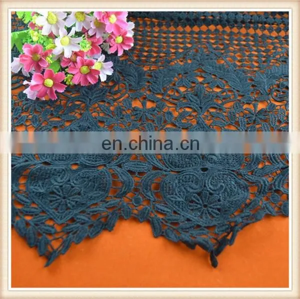 Latest design black crochet lace wholesale guipure lace fabric for dress