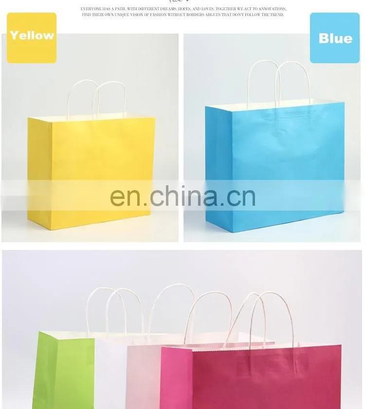 Wholesale colorful customized printed kraft paper bags with handles