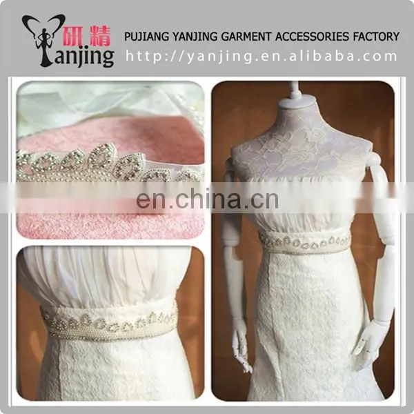 Professional Factory Wholesale 2015 new design rhinestone beaded applique belt