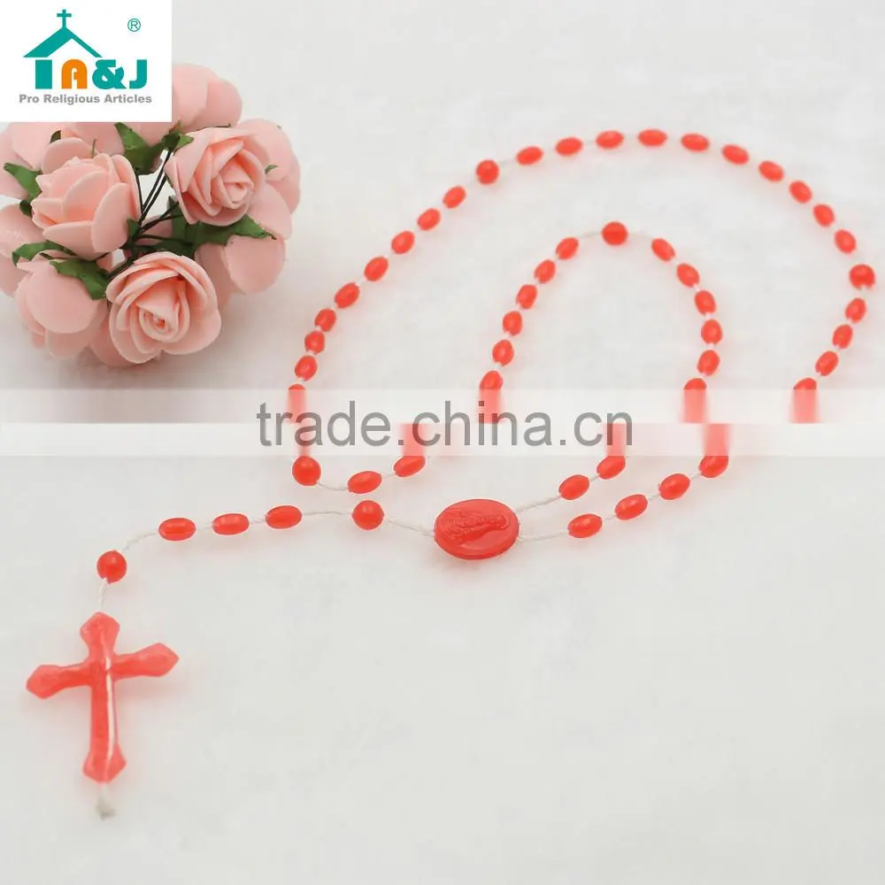 Lead Free&Nickel Free plastic cross necklace catholic rosary Best selling