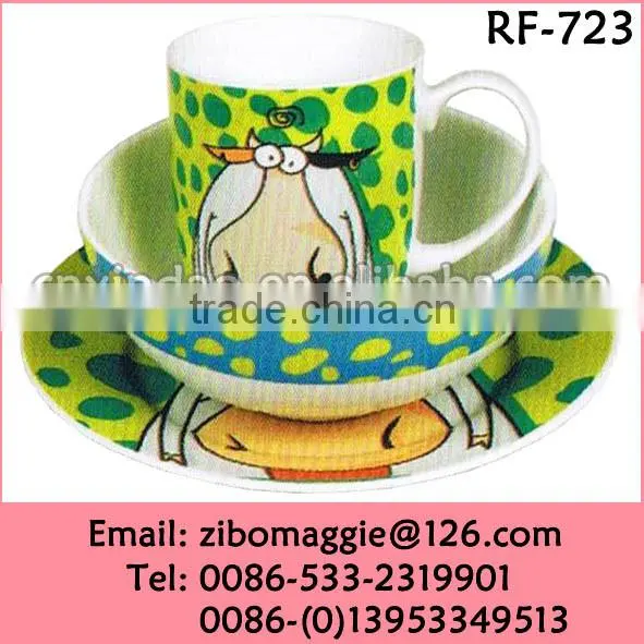 Professional Good Quality Porcelain Tableware for 3pcs Kids China Breakfast Set