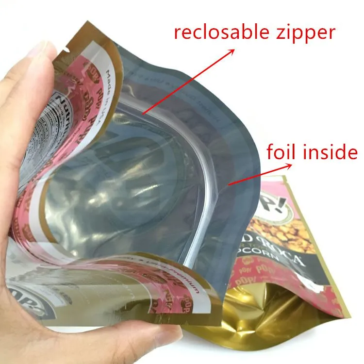 Stand up foil zip top custom printed biodegradable food grade mylar bag