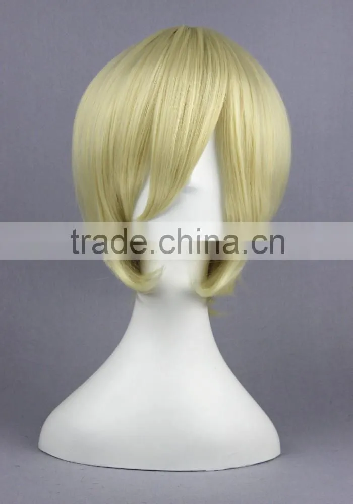 High Quality 35cm Short Straight Black Butler wig Alois Trancy Beige Synthetic Anime Wig Cosplay Costume Hair Wig Party Wig