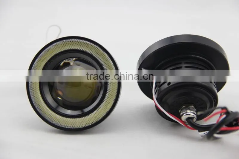 2015 guangzhou 12v 10w 3.5 inch LED fog light lamp projector lens with yellow red white blue angle eyes evil eyes