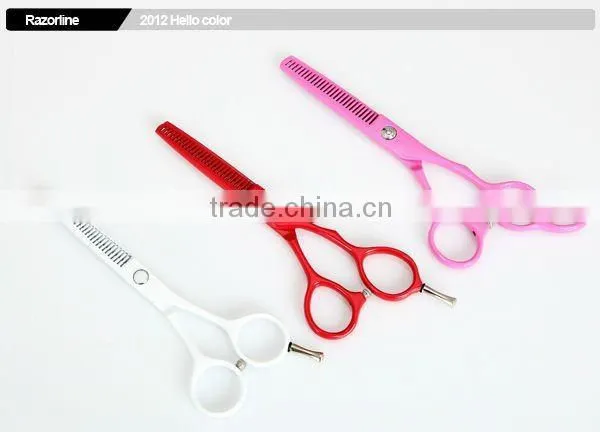 Salon professional scissors with pink Teflon Coating in SUS420J2 Stainless Steel
