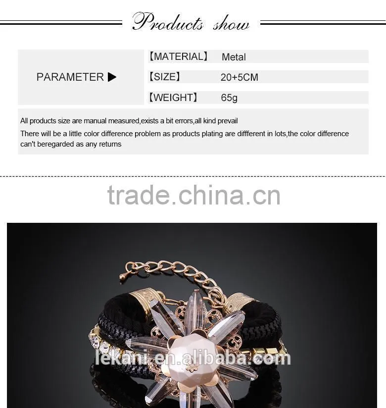 Attractive Big Flower Top Grade Crystal Braided Girls' New Designer Bracelet