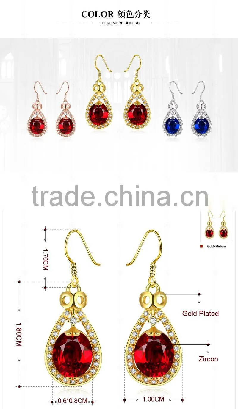 white gold plated ruby tack shape earring