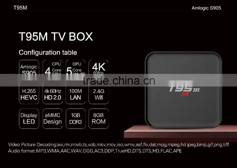 2016 T95M digital tv box T95M digital android tv box android 5.1 with Amlogic S905 RAM 1GB ROM 8GB T95M from China supplier