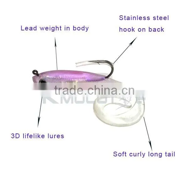 Soft bait lead fish, curl tail fishing lure, shiny body lead bass lure Chentilly CHSOFT28 fishing tackle wholesaler