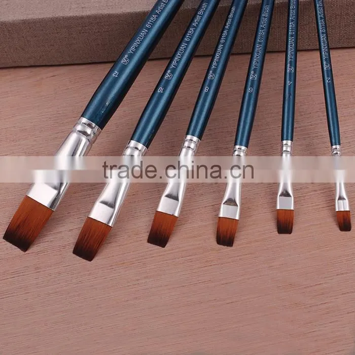 6pcs Wood Handle Nylon Hair Artist Brush For Watercolor Painting