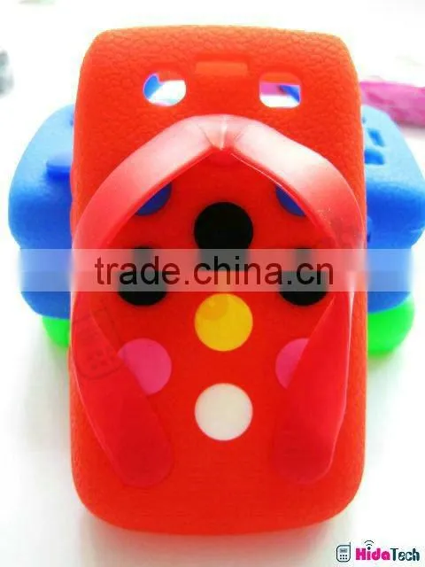 silicone gel case cover for blackberry 9700, slipper shape,shoe shoes pattern design