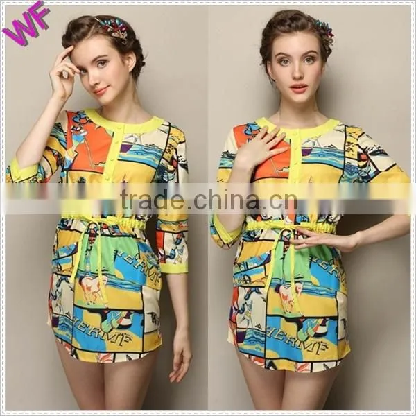 Long Sleeve Aliibaba Dresses Printing Fancy dresses for girls