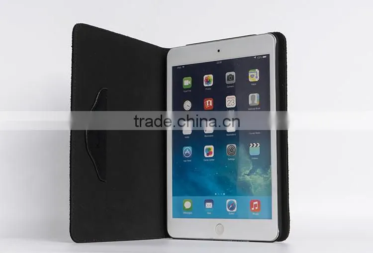 "U" Shape Stitches Nubuck Tablet Cases For iPad Mini, For iPad Case Leather Black