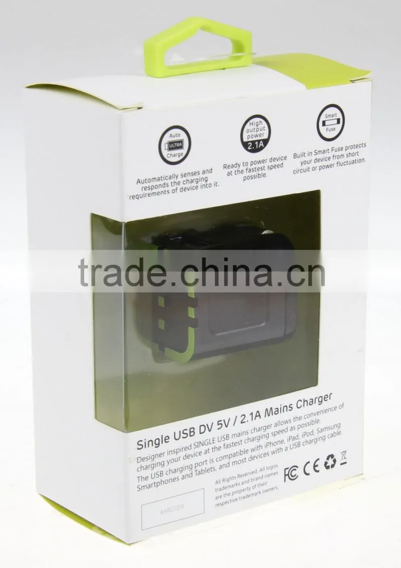 3A Type C with 2.4A Single USB UK Wall Charger