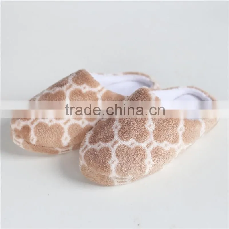 lady jacquard weave coral fleece indoor slipper