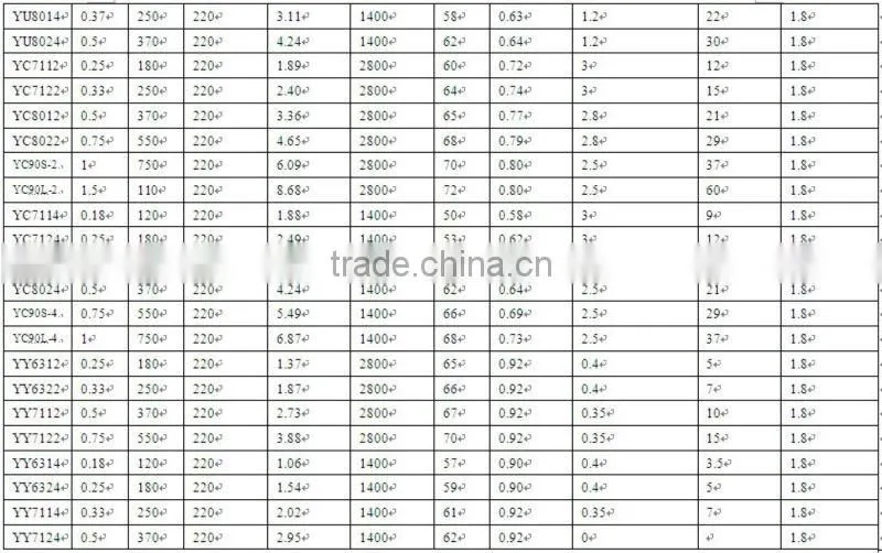 YS series fractional horsepower induction motor