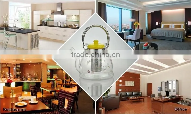 Hot Selling Customized Transparent Glass Teapot With Stainless Steel Infuser/Filter/Strainer