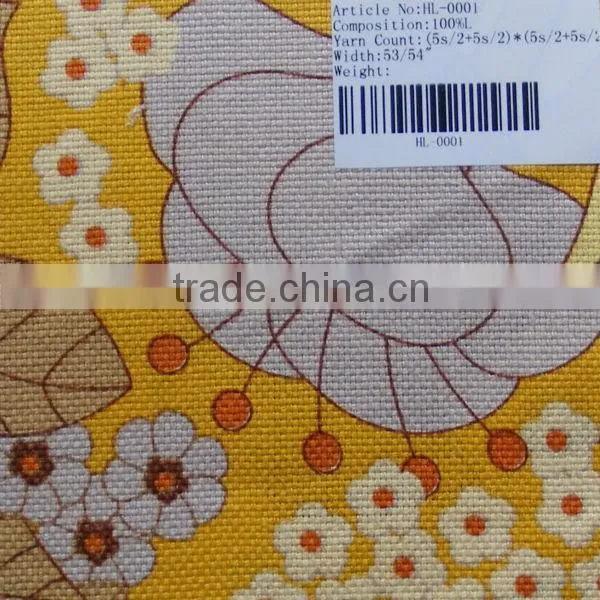 100% linen printed sofa fabric
