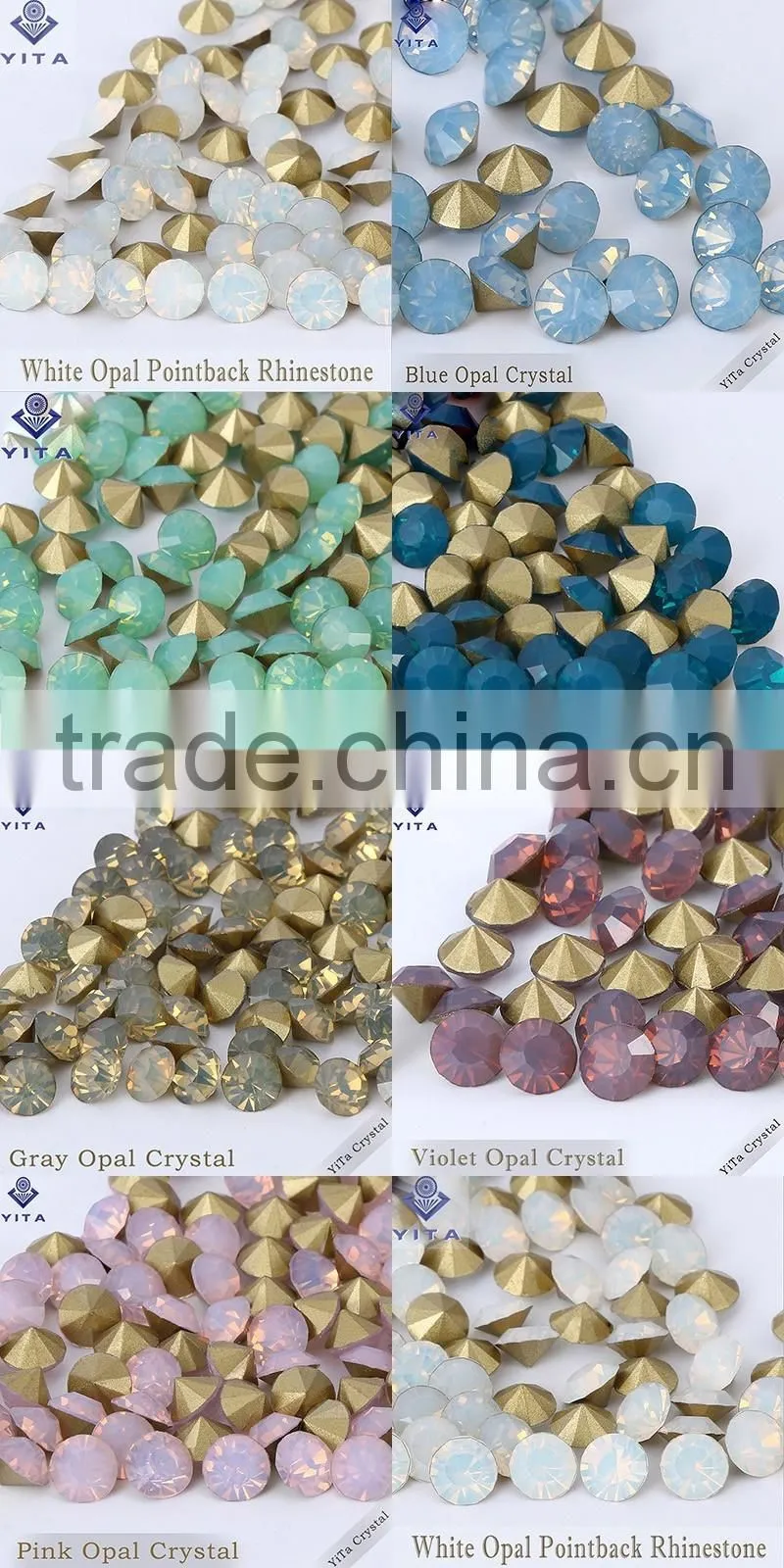 opal color rhinestone ,opal white color chaton,pointed back rhinestone for wedding clothes