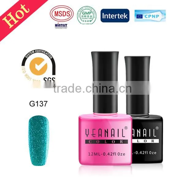 Beauty show YEANAIL Glitter colors nail arts design, private label nail polish, led uv gel