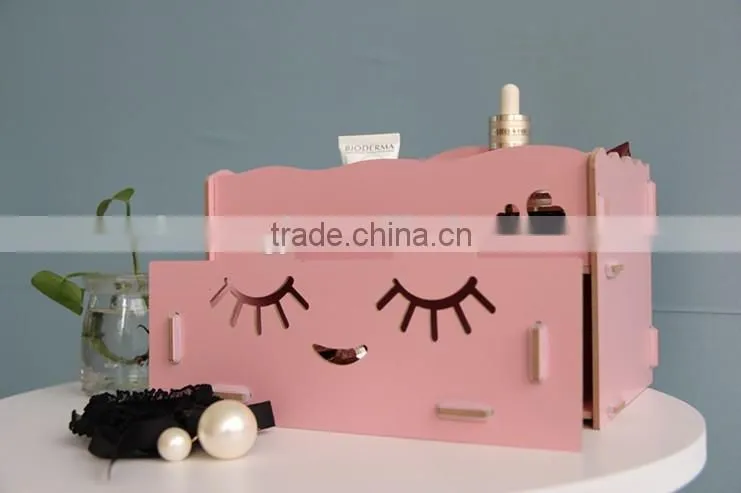 HOME-GJ hot sale pink decorative storage boxes wholesale, exquisite design makeup storage box