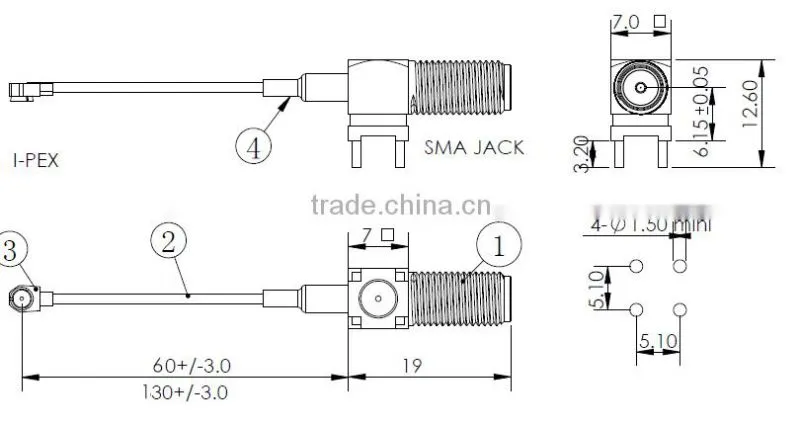 Factory Supplier 15cm SMA To IPEX RG1.13 extension cable