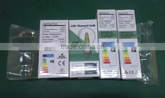 Dimmable filament led bulb,2W 4W 6W led filament lamp, dimmable led bulb filament