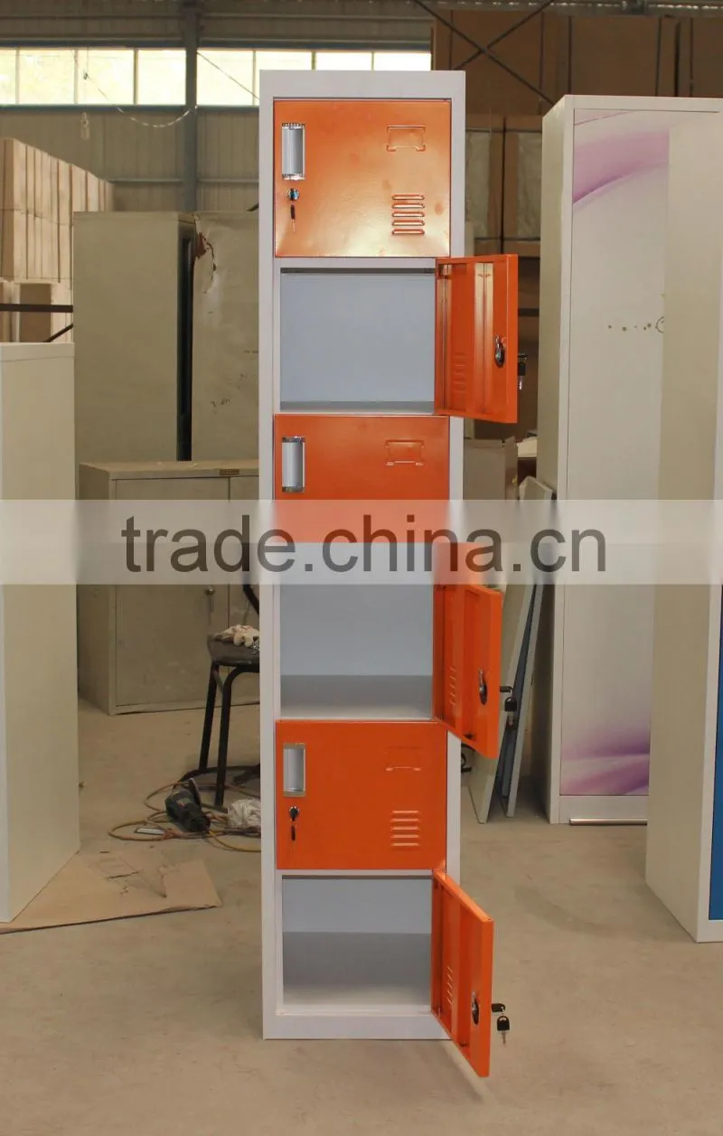 Solid metal six tier narrow cloth cabinet