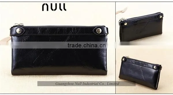 Professional supplier double zipper cheap leather purse for lady