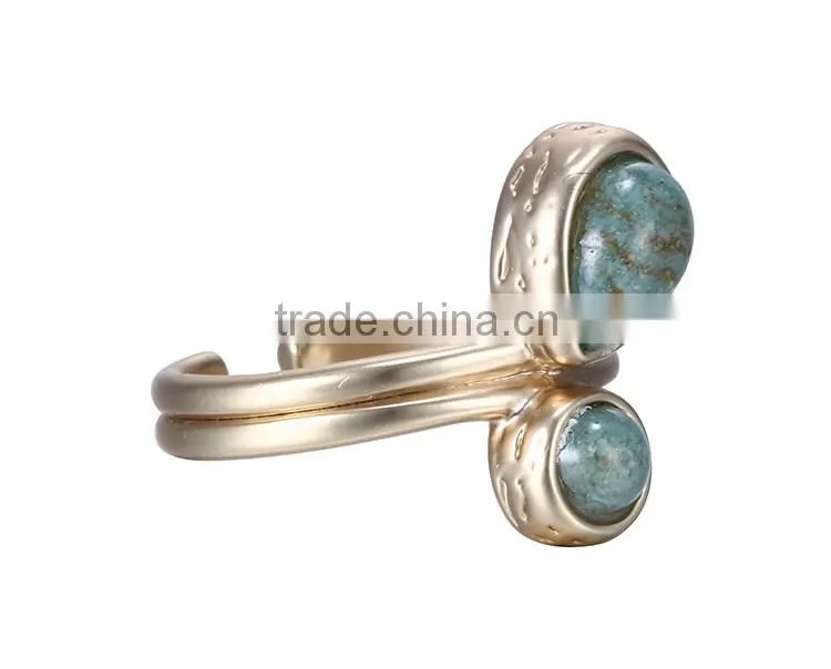 2016 Chinese wholesale green stone mosaic gold plating ring jewelry