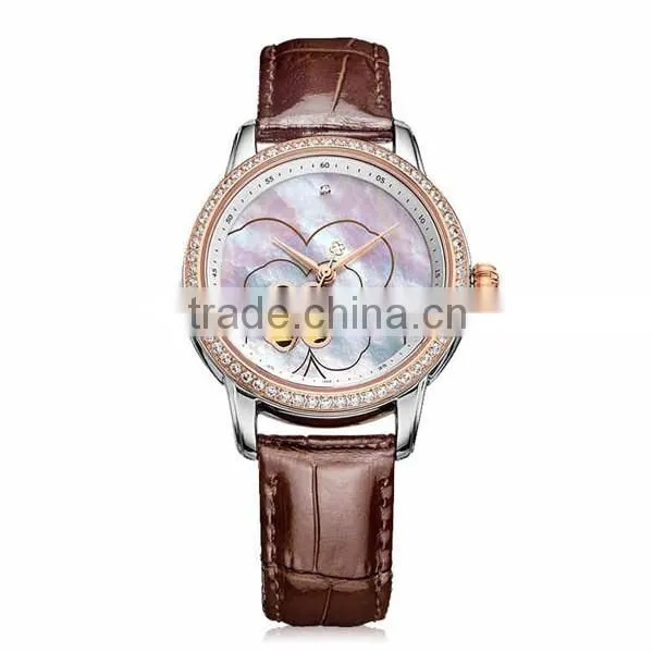3-hand Transparent Back Ladies Flower Mechanical Watch