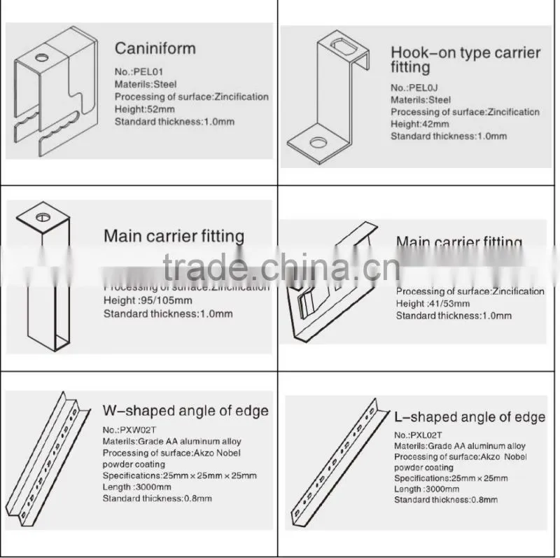 Superior Quality E - shaped Aluminum Metal Square Ceiling Tiles Decoration