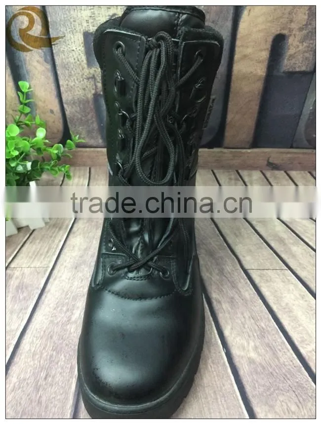 Wholesale top quality leather black army military tactical boots