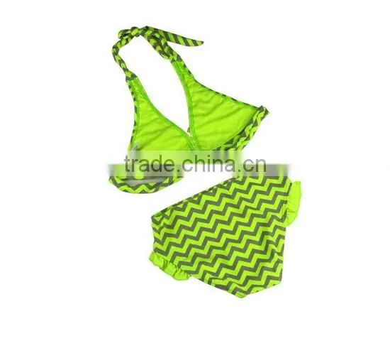 2016 Brand Baby Blue Strings Girls Swimsuit Print Bikini