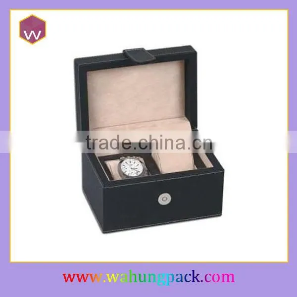 hot sale black faux leather men's 6 watch storage box (WH-1752)