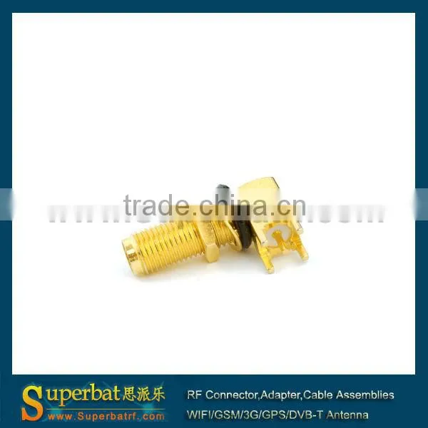 SMA PCB mount connector female bulkhead right angle type wholesale
