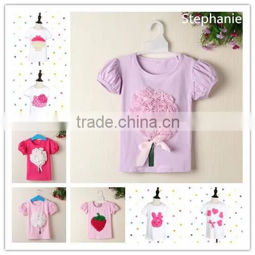solid color t-shirt long sleeve ruffle shirt half sleeve ruffle shirt in many colors for wholesale children's boutique clothing