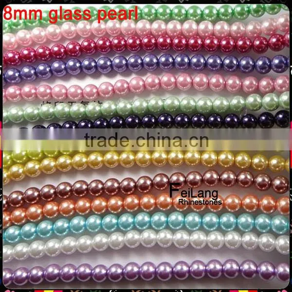 Feilang wholesale colorful imitation glass pearl beads for Jewelery