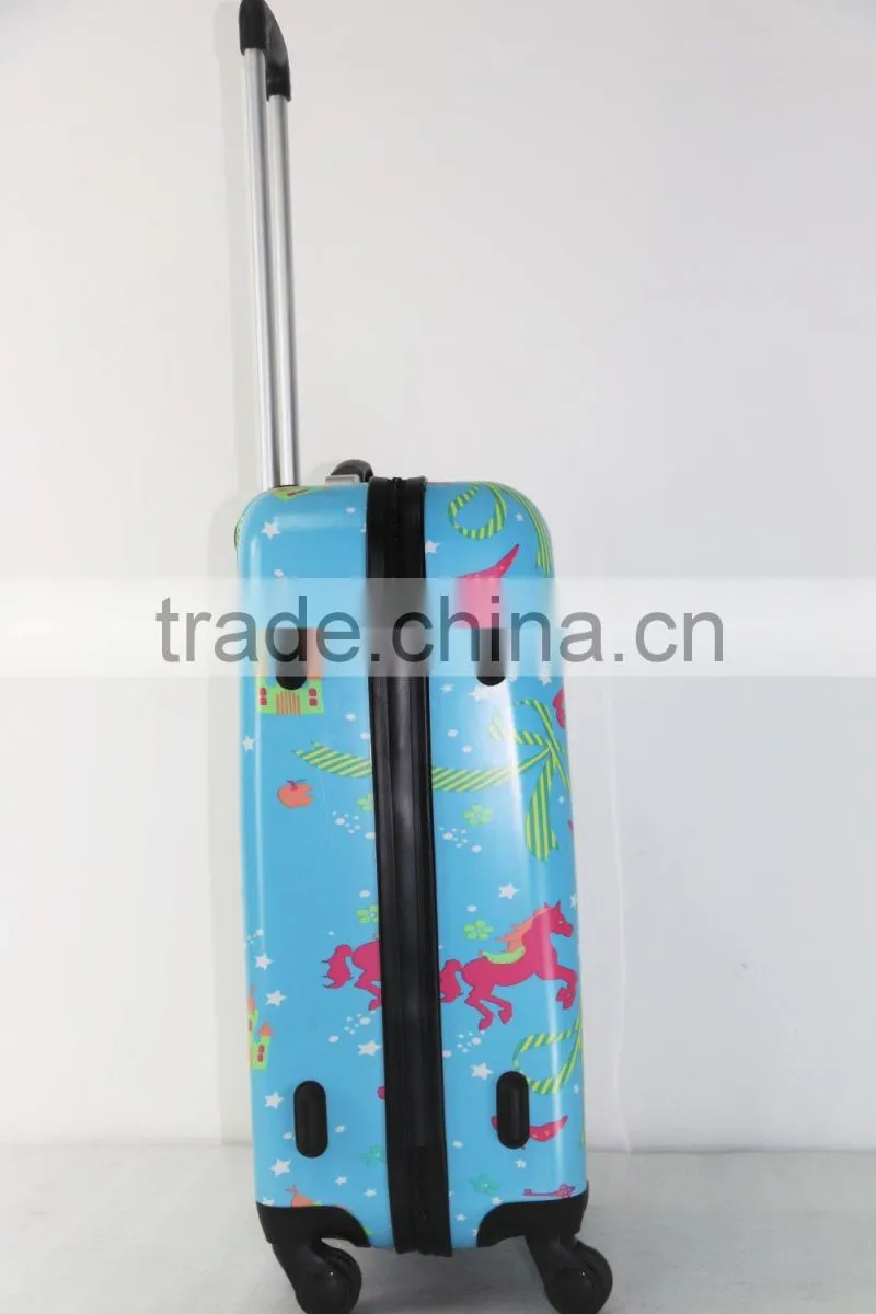 Shinny printed designing colorful figures ABS+PC trolley luggage case