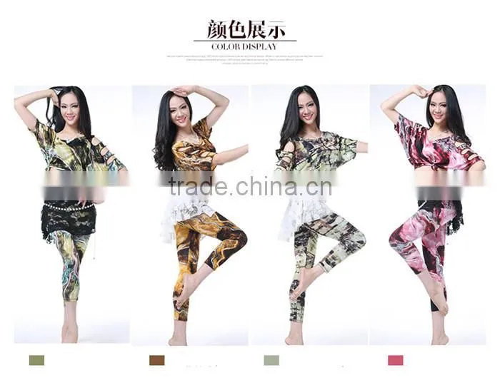 Wuchieal 2015 Printing Training Belly Dance Costume Set