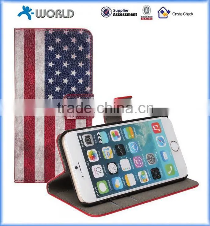 Cute Colorful Printing Skin Stand Leather Case Cover for iPhone 6S