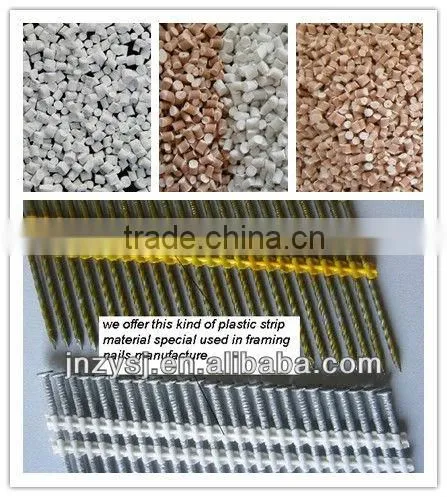 Special modified plastic for plastic strip framing construction fasten nail