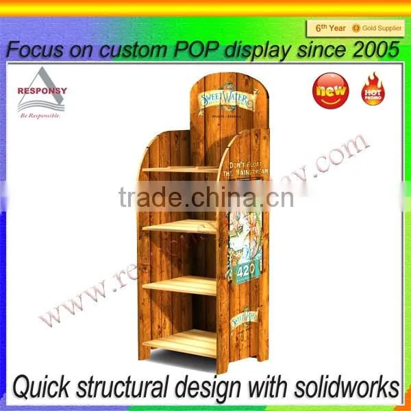 custom retailored floor display stand for wine made from wood