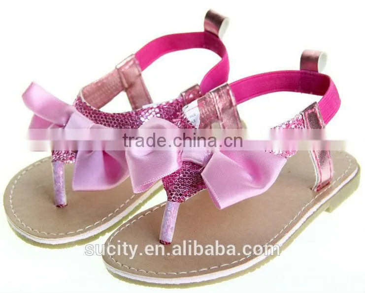 wholesale elegant sexy girls flat rose red sandals with bow
