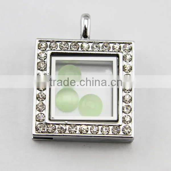 30MM round crystals locket pendant necklace