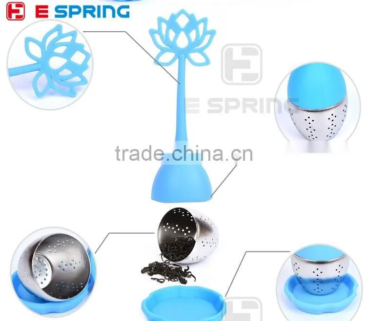 HQ Silicone & Stainless Steel Lotus Design Flower Infuser Tea Strainer